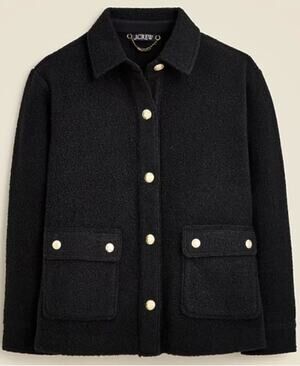 J. Crew Black Bouclé Shirt-Jacket Size Medium